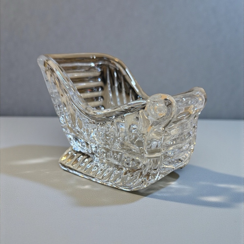 Vintage Princess House Crystal Sleigh Candle Holder Christmas Decor